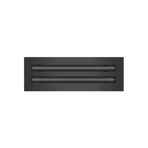 Front of 12 Inch 2 Slot Linear Air Vent Cover Black - 12 Inch 2 Slot Linear Diffuser Black - Texas Buildmart