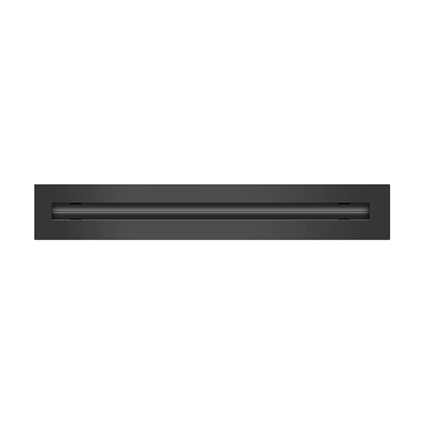 Front of 18 Inch 1 Slot Linear Air Vent Cover Black - 18 Inch 1 Slot Linear Diffuser Black - Texas Buildmart