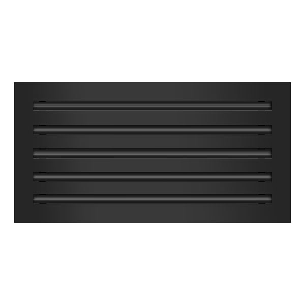 Front of 20x10 Modern Air Vent Cover Black - 20x10 Standard Linear Slot Diffuser Black - Texas Buildmart