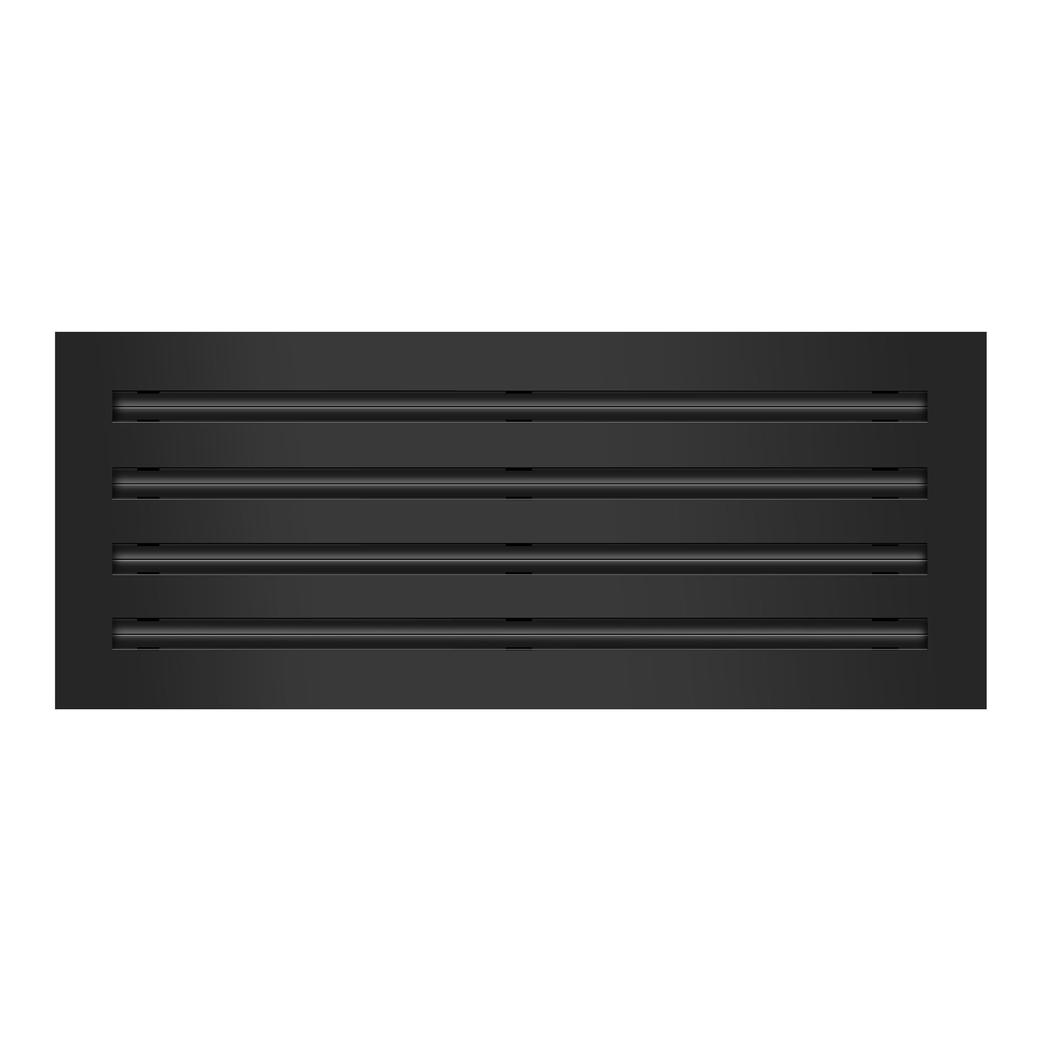 Front of 20x8 Modern Air Vent Cover Black - 20x8 Standard Linear Slot Diffuser Black - Texas Buildmart