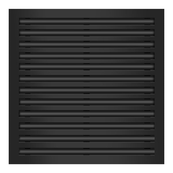Front of 24x24 Modern Air Vent Cover Black - 24x24 Standard Linear Slot Diffuser Black - Texas Buildmart