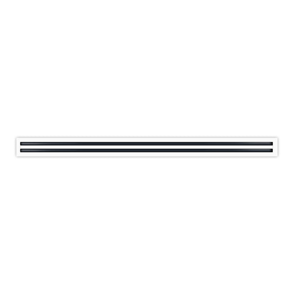 Front of 60 Inch 2 Slot Linear Air Vent Cover White - 60 Inch 2 Slot Linear Diffuser White - Texas Buildmart