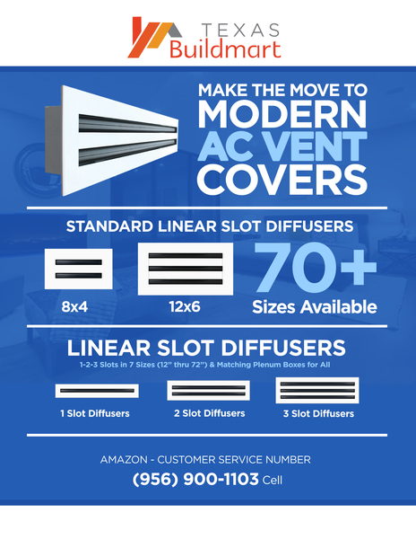 Brochure of 60 Inch 1 Slot Linear Slot Plenum Box - Linear Slot Diffuser Plenum - Texas Buildmart - AC Vent Covers - Linear Plenum Box