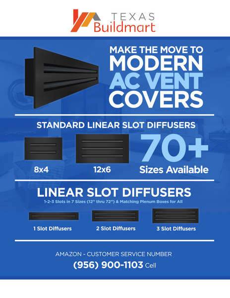 Brochure of 24x14 Modern Air Vent Cover Black - 24x14 Standard Linear Slot Diffuser Black - Texas Buildmart